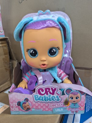 Cry Babies Dressy Kristal Baby Doll 12'' Blue Hair Eyes Animal Ears Ages 18 mths+