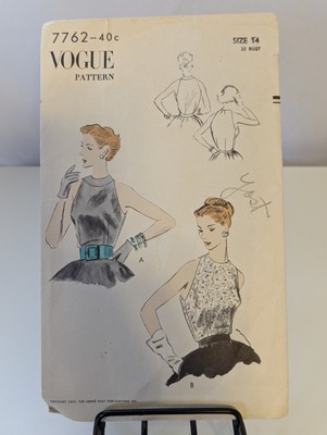 Vintage Vogue 7762 Pattern Fitted Sleeveless Blouse Top Halter Look Sz 14  1950s