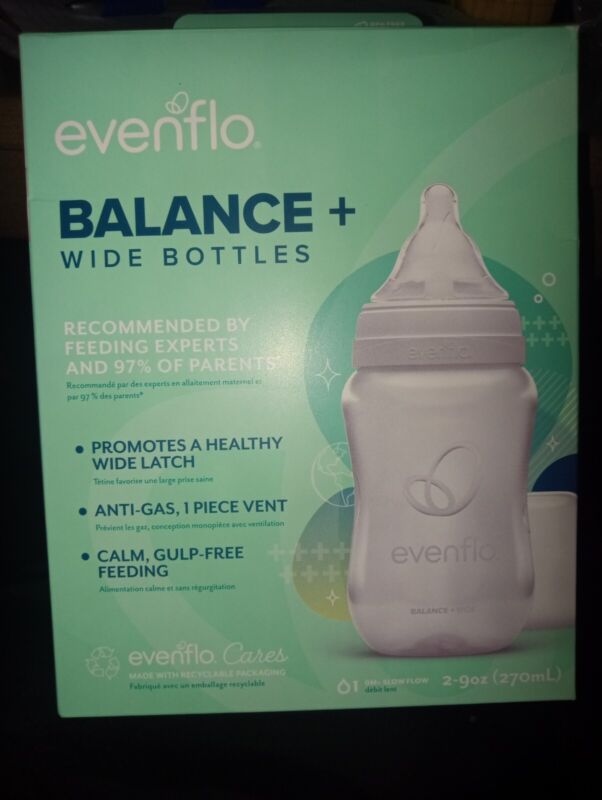 Evenflo Balance Plus 2-Pack Wide Neck Bottles White, One Size 9 oz.