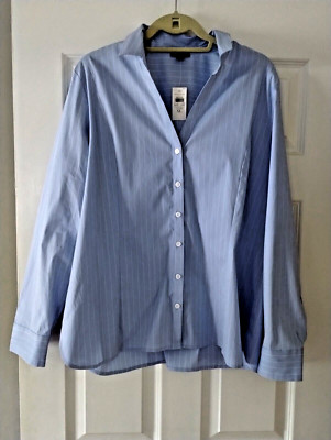 NWT Ann Taylor Factory Shirt/Tunic Blue w White Stripes Size XL