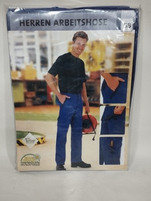 Arbeitshose, Herren, Gr. 58, Blau, 100 % Baumwolle, 5 Taschen, Sanfor