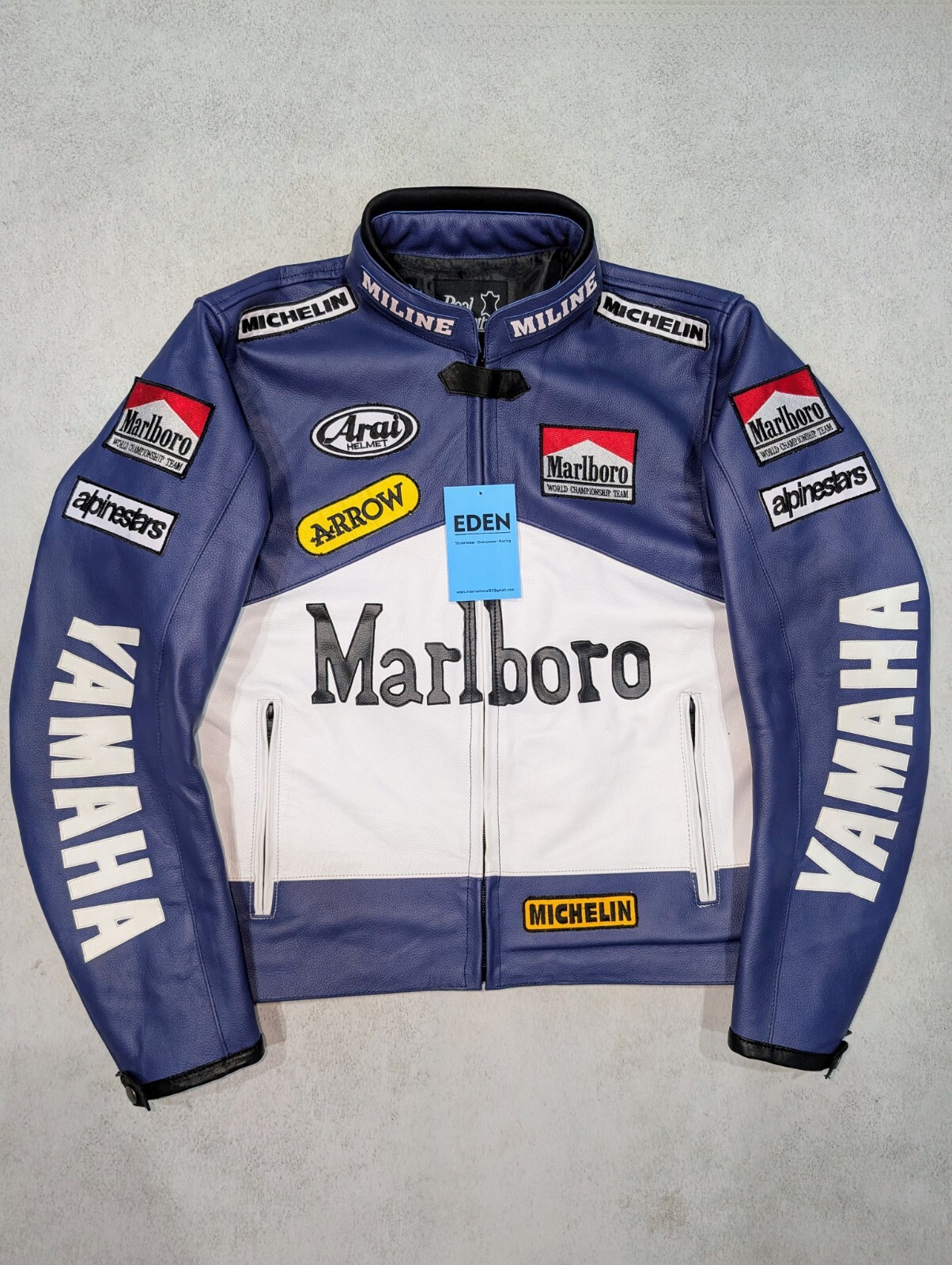 Marlboro X Yamaha Vintage Racing Leather Jacket - Rare 90s