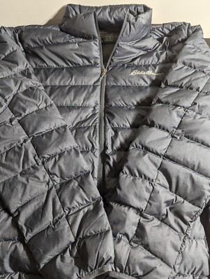 Eddie Bauer Jacket Puff Black Duck Down Long Sleeve Coat Mens Size XL - NWT