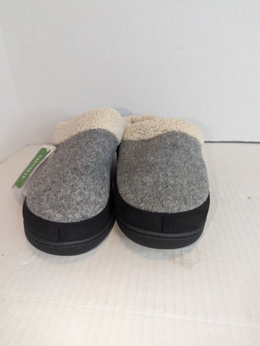 VONMAY Mens Comfy Slippers Memory Foam Soft Faux Sherpa Slip-On Black/Gray 9/10