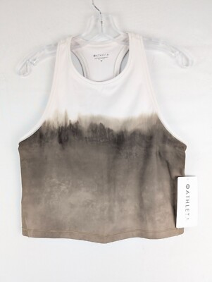 NWT Athleta Top Womens M Brown Shanti Watercolor Stripe Crop