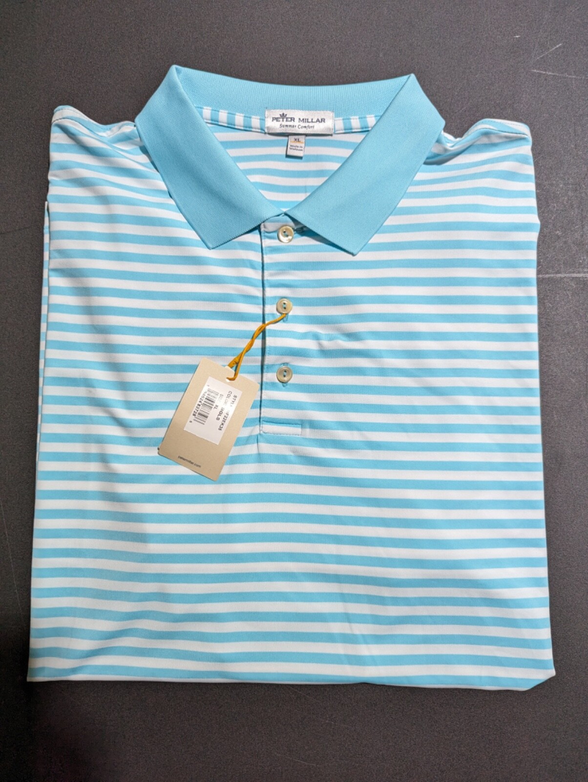 NWT MEN'S PETER MILLAR POLO, SIZE: XL, COLOR: BGLS (LIGHT BLUE