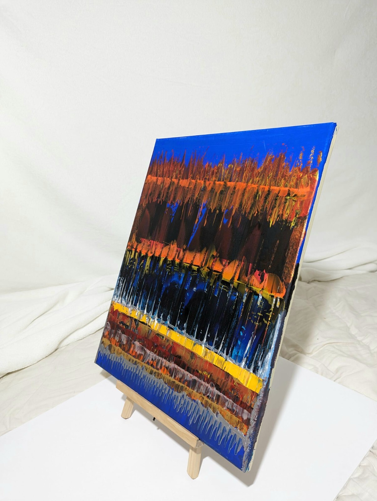 Glowing Vibrant (Vid Uploaded) Cobalt Orig Abstrac Acrylic Painting Canvas 16x20