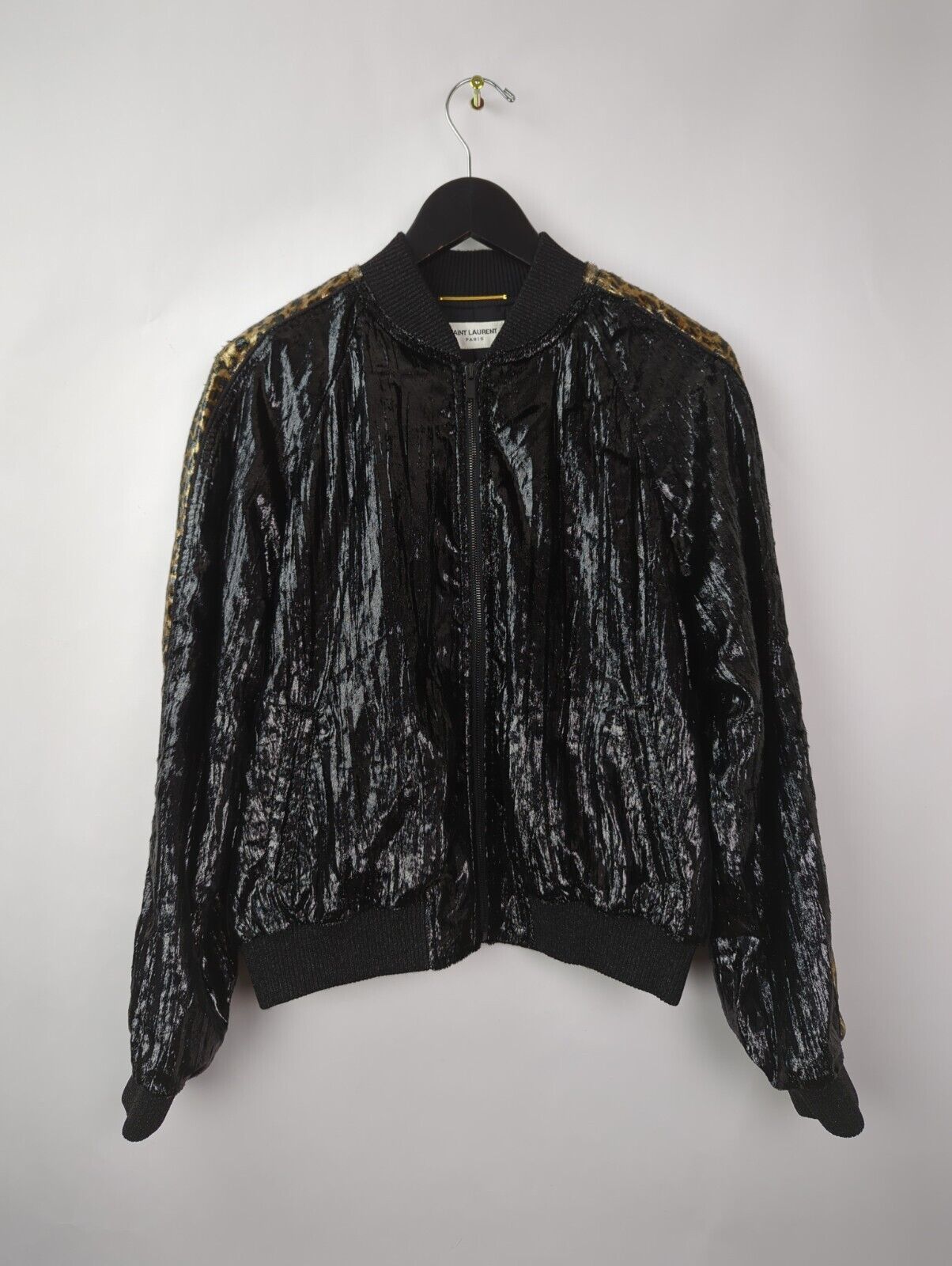 SAINT LAURENT PARIS Women Sz 42 US 10 Metallic Bomber Jacket