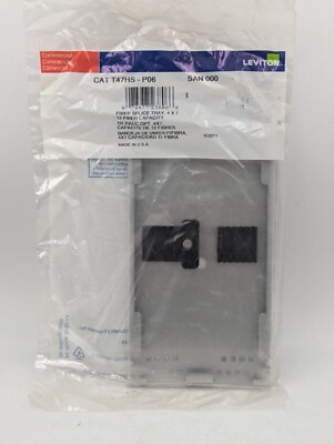 New Leviton Fiber Optic Splice Tray, 4'' x 7'', CAT T47HS-P06, 12 Fiber Capacity 