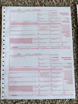 Multiple Year 2022 2023 - IRS Tax Form 1099-Misc (1) for (2) Recipients IRS DOC