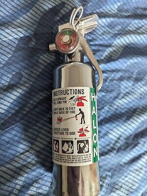 HALON Chrome Fire Extinguisher NEEDS CHARGED Portable Small Pull Pin Silver Dot
