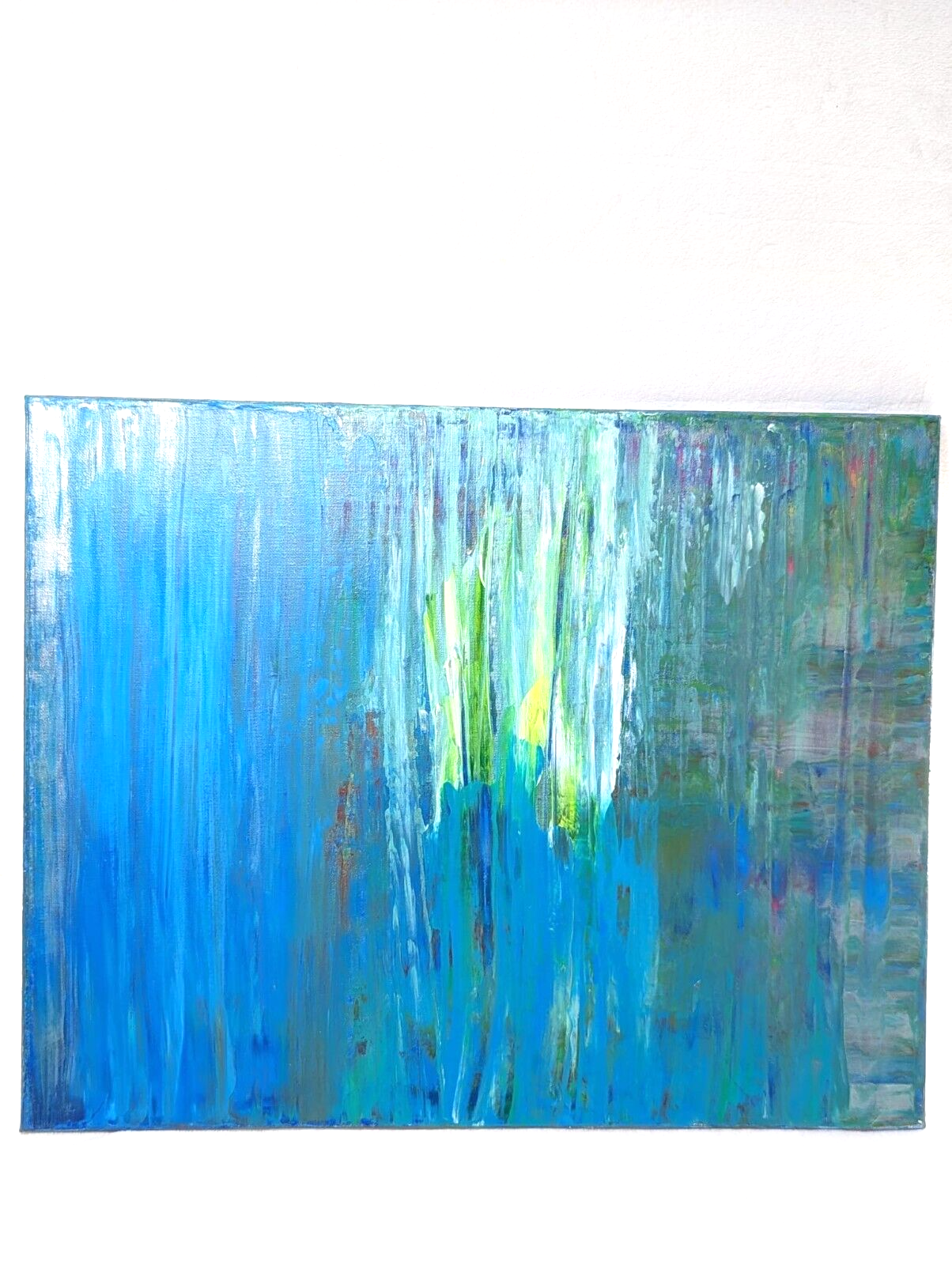 Epic Original Glowing Aqu (See Video) Abstract Acrylic Painting on Canvas 16x20