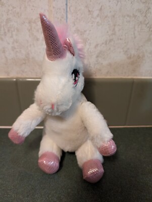 Dan Dee Plush Unicorn Sparkle Valentine's Day Stuffed Animal Pink White  8''