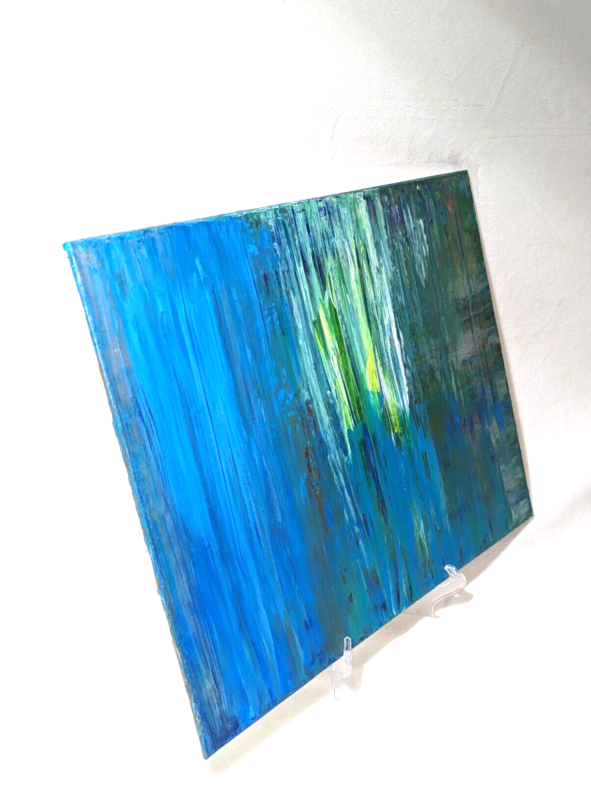 Epic Original Glowing Aqu (See Video) Abstract Acrylic Painting on Canvas 16x20