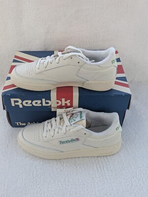 Size 5.5 Women's Reebok Club C 85 Vintage White and Green Lace Up Tennis Shoes