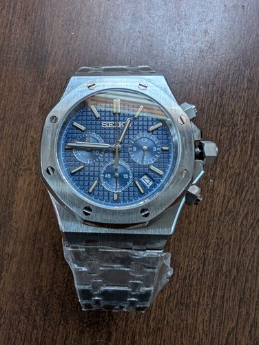 Pre-owned Seiko Royal Oak Shape Chronograph Movement Men Dive Watch Nice