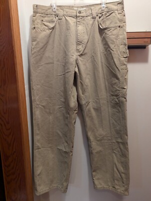 Amazon Essentials Men's 38x32 Khaki Soft Canvas Carpenter Style Work Pants New