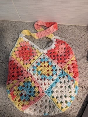 Handmade Crochet Granny Squares Colorful Pattern Shoulder Bag Purse Tote 12''x12''