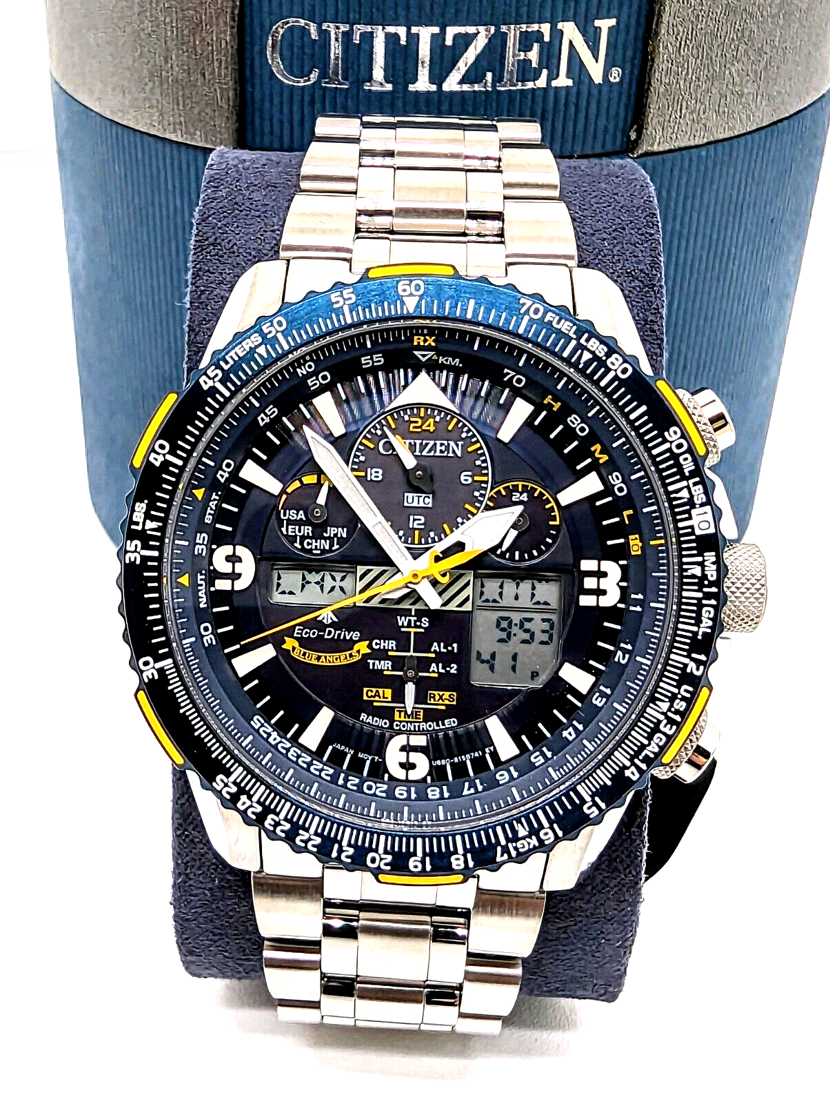 Pre-owned Citizen Skyhawk Blue Angels Promaster A-t Eco-drive Men's Watch Jy8078-52l In Silver