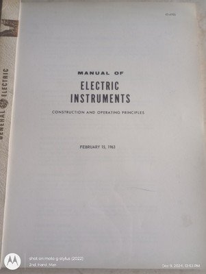 1963 GE GENERAL ELECTRIC MANUAL OF INSTRUMENTS CONSTRUCTION OPERATING PRINCIPLES