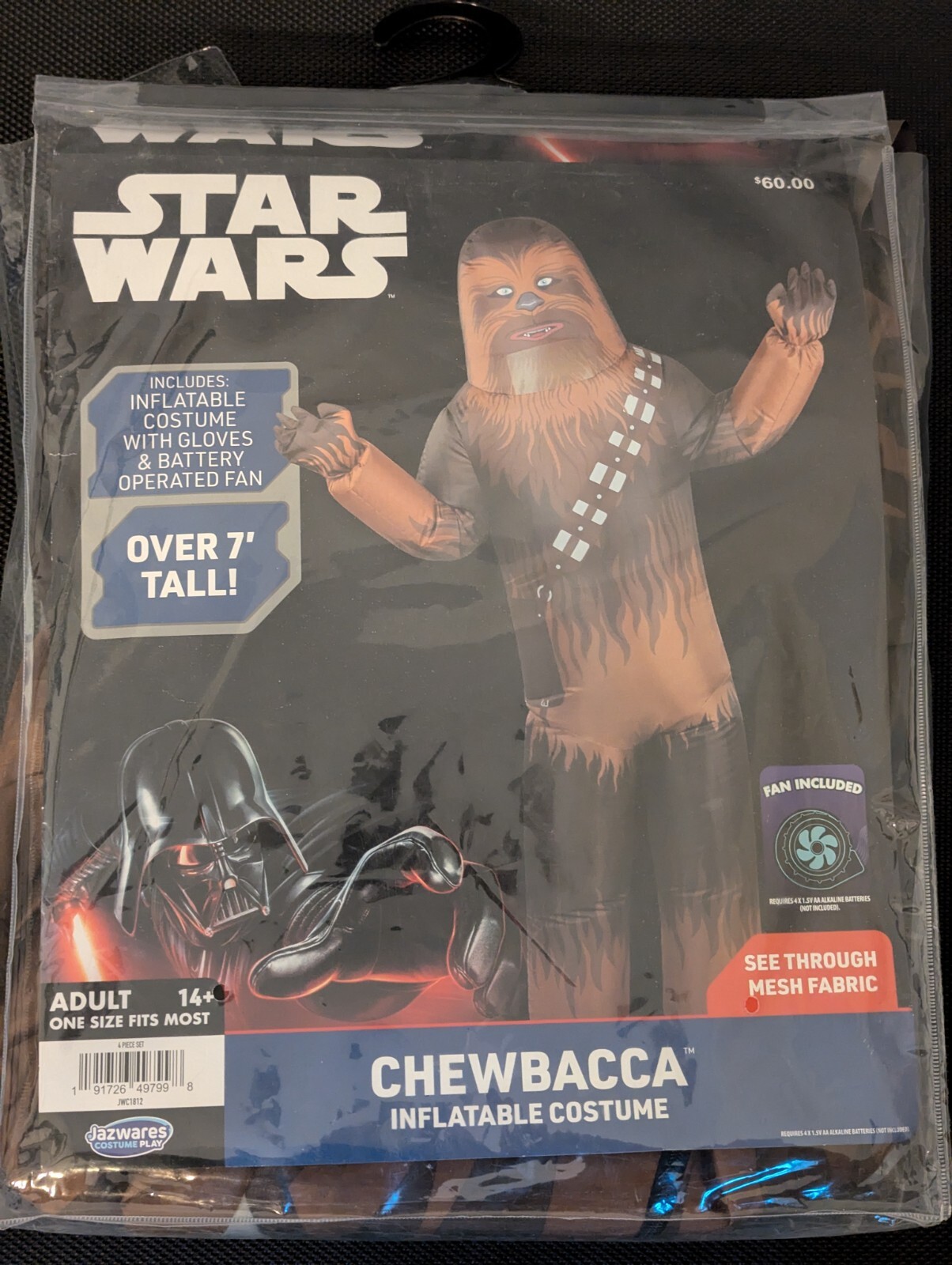 STAR WARS Onesie | Chewbacca Onesie Adult | Mens Fleece Pajamas Size Small Brown