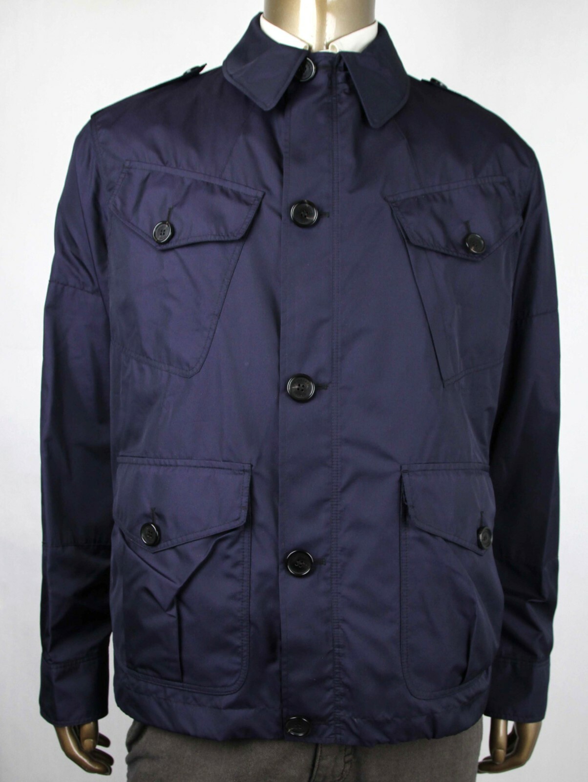 Burberry London Dark Blue Polyester/Silk Jacket w/Detachable Burberry London Dark Blue Polyester/Silk Jacket w/Detachable