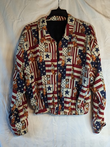 Vtg Cowgirl/Cowboy Red/White/Blue Womens Western Full Zip