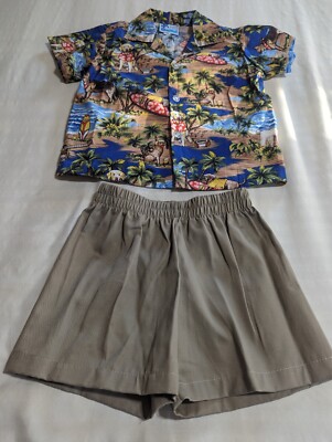 RJC Made in Hawaii 3T Toddler Tiki Surfing Hawiian Shirt Shorts Set Outfit New