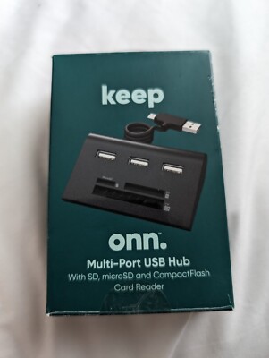 onn. Multi-Port USB Hub with SD, Micro SD and Compact Flash Card Reader