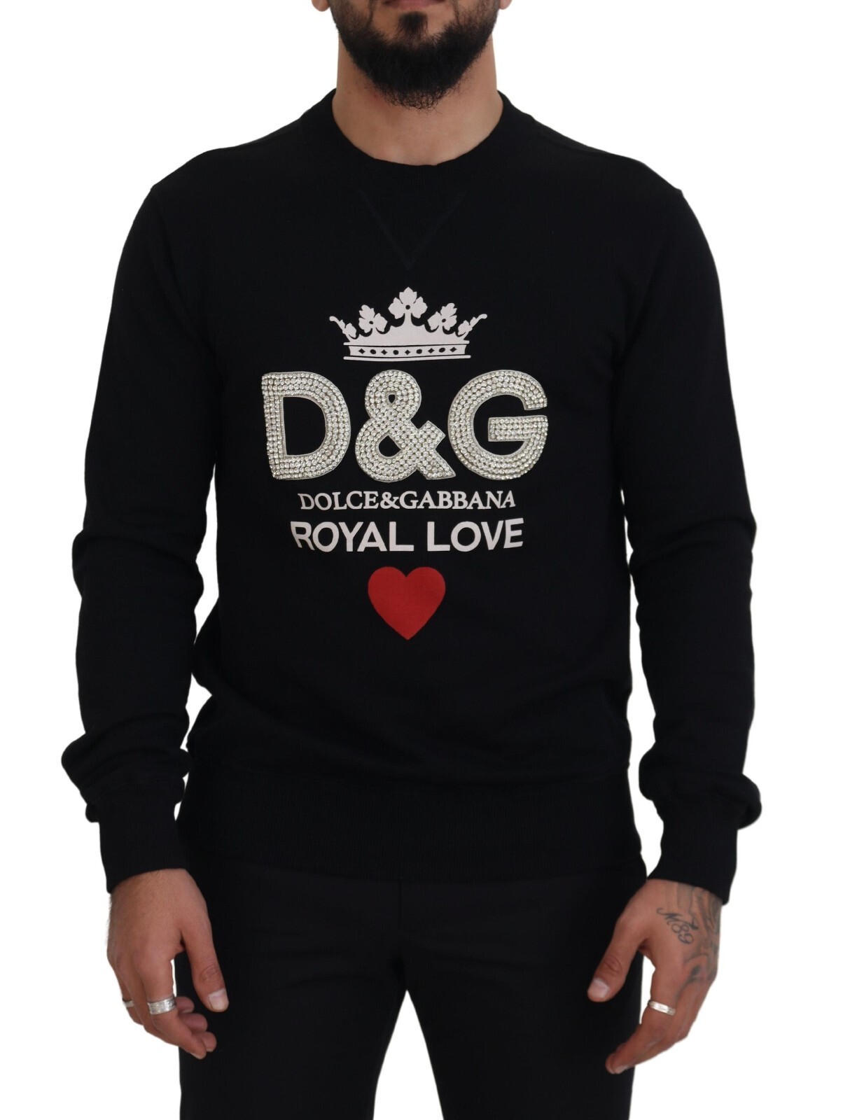 DOLCE & GABBANA Свитер, черный хлопковый пуловер с кристаллами D&G IT48/ US38/ M 1120usd