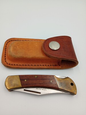 Vintage Sharp #800 Pocket Folding Knife with Leather Sheath Japan Clean Nice 