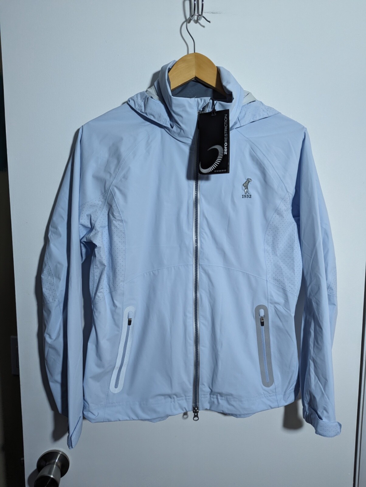 Pre-owned Zero Restriction Women's  Hooded Olivia Jacket, Size: L, Color: Cloud (j515) In Blue