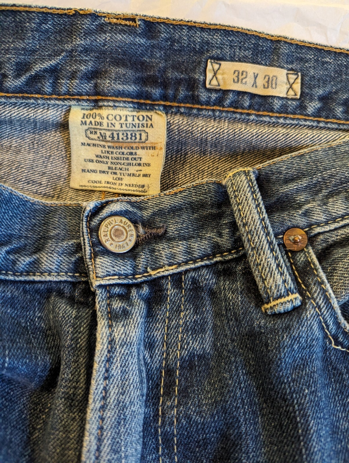 POLO RALPH LAUREN JEANS VINTAGE 15941 MEN 32 X 30 COTTON POLO RALPH LAUREN JEANS VINTAGE 15941 MEN 32 X 30 COTTON