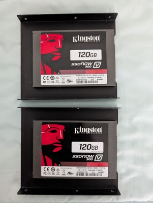 2x Kingston 120GB SSDNow V300 SATA-3 2.5 (SV300S37A/120G) SSD w. brackets 