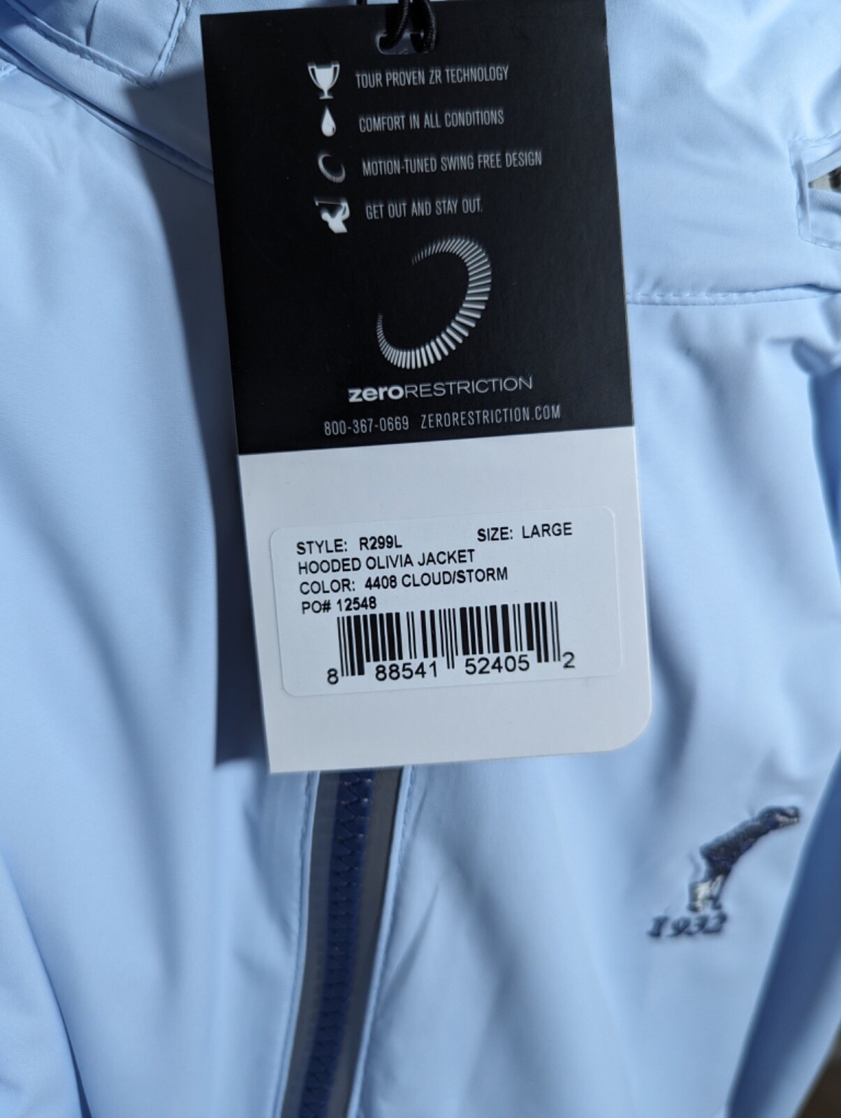 Pre-owned Zero Restriction Women's  Hooded Olivia Jacket, Size: L, Color: Cloud (j515) In Blue