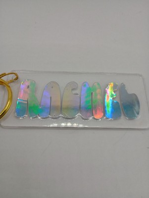 Rachel Name Holographic Vinyl Acrylic Name Keychain Keyring