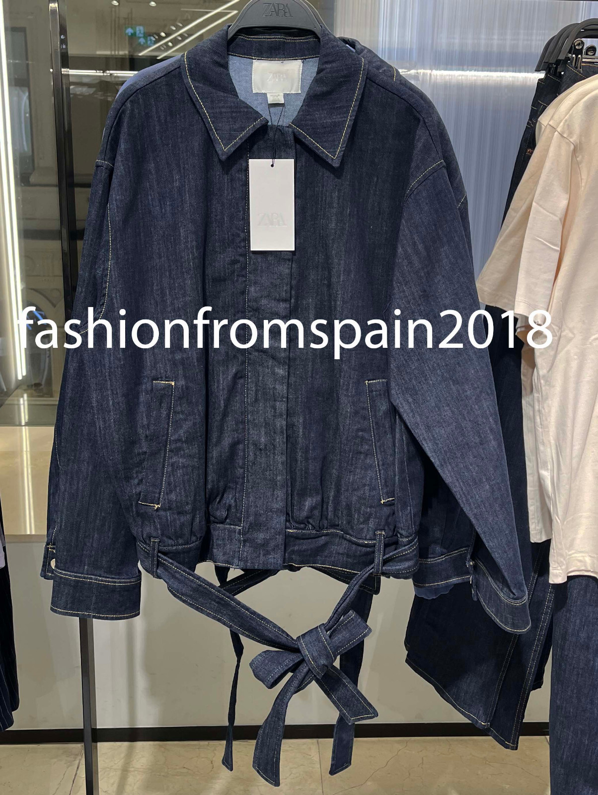 ZARA NEW WOMAN TRF DENIM JACKET WITH BELT DARK INDIGO XS-XL ZARA NEW WOMAN TRF DENIM JACKET WITH BELT DARK INDIGO XS-XL