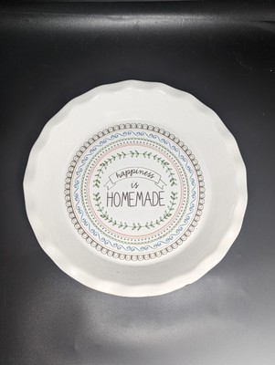 Celebrate It Happiness, Happiness Is Homemade Stoneware Pie Plate Pan Baking Dis