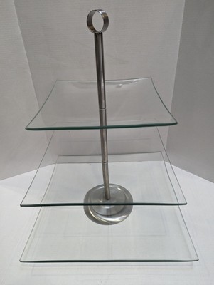 Trento Collection Glass Serving Food Display Cake Stand (3 Tier Round)