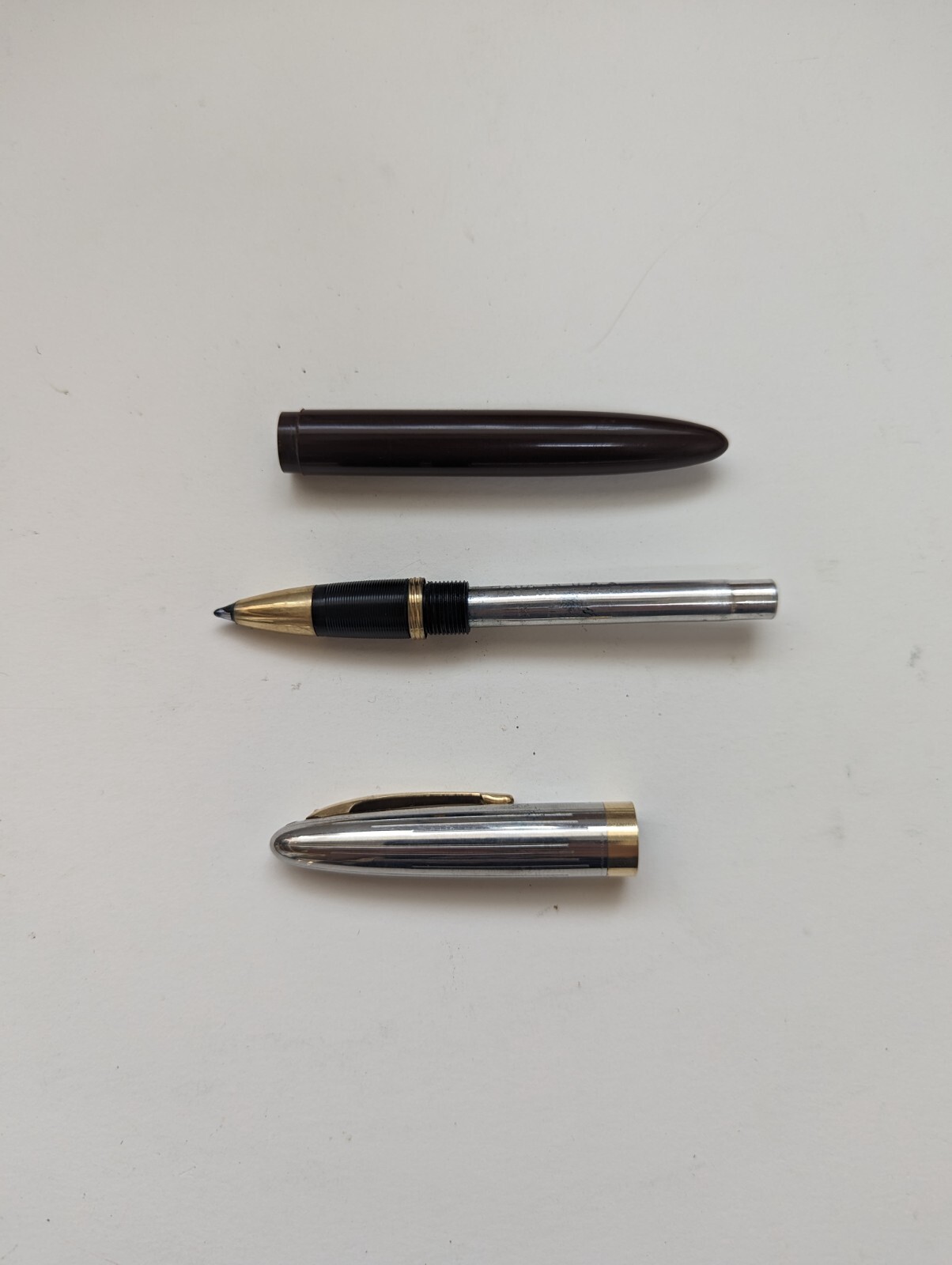 vintage Sheaffer ballpoint pen used brown body gold silver vintage Sheaffer ballpoint pen used brown body gold silver