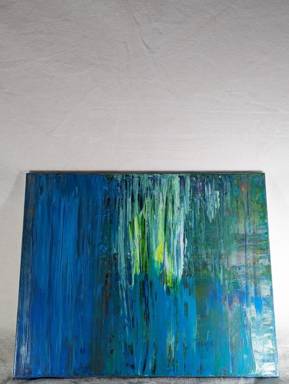 Epic Original Glowing Aqu (See Video) Abstract Acrylic Painting on Canvas 16x20