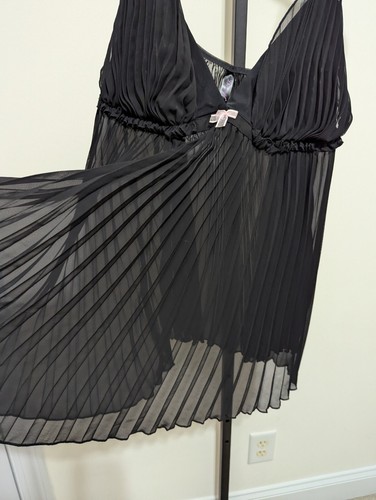 Dreamgirl Women's Plus Black Pleated Chiffon Babydoll Lingerie Size 3X/4X