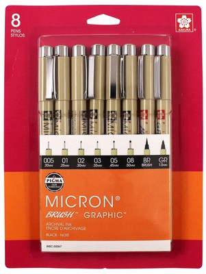 Pigma Pens 8/Pkg-Black