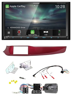 Kenwood Bluetooth USB 2DIN Lenkrad TMC DAB Navigation für Alfa Giulietta rot 940