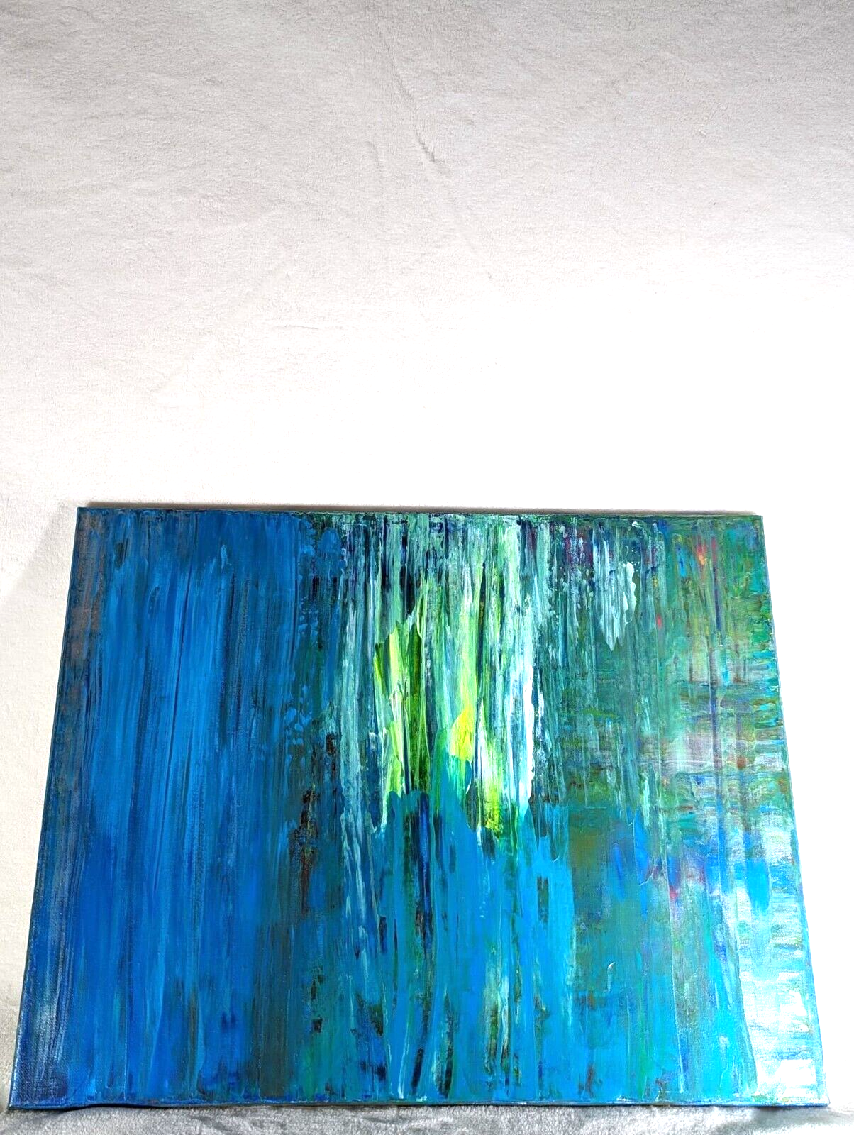 Epic Original Glowing Aqu (See Video) Abstract Acrylic Painting on Canvas 16x20