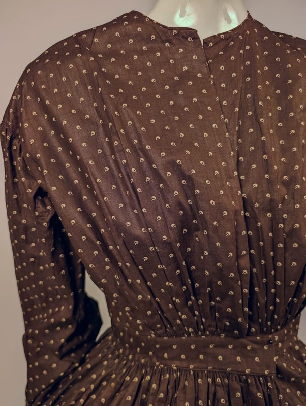 ワンピース 19th Brown Calico Cotton Dress 1800s Remade Calico Print Cotton Dress – Blossom Vintage