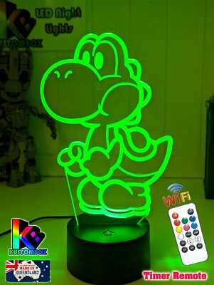 YOSHI DINOSOUR MARIO KART 3D LED NIGHT LIGHT USB 7 COLOUR TIMER REMOTE CONTROL