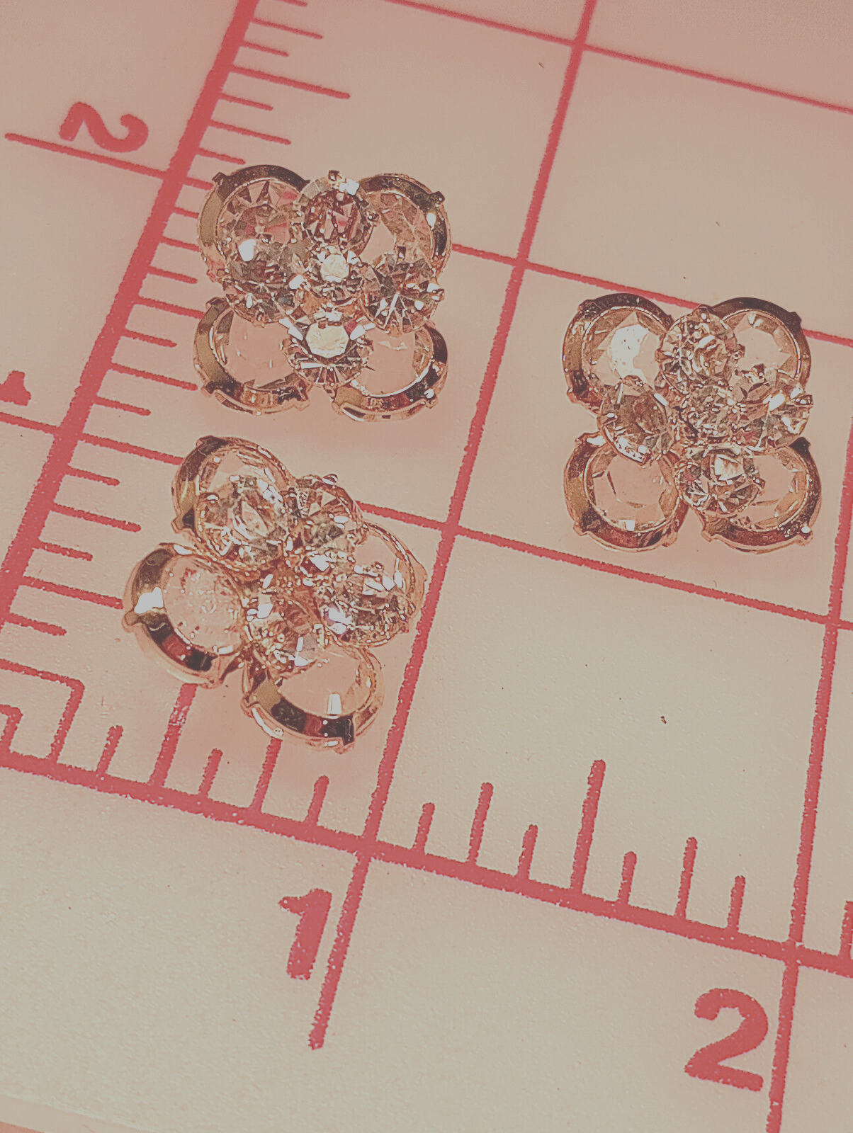 4 Multi Layer Gold Rhinestone Czech Shank Button 3-D Flower Design 3/4" #517