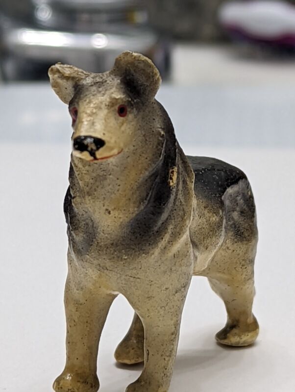 Small Vintage Hand Painted Wolf Statue made in Germany,