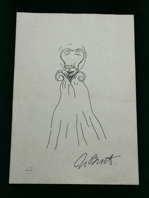 TIM BURTON  Drawing ''handmade'' old paper signed and sealed.